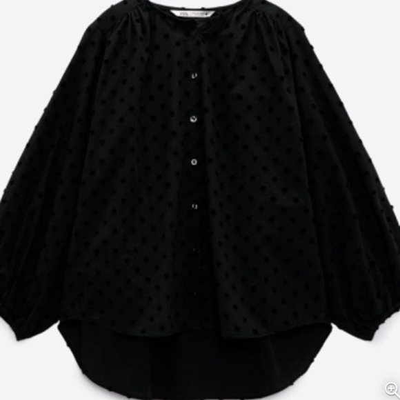 Black Swiss dot blouse by Zara - Picture 2 of 2